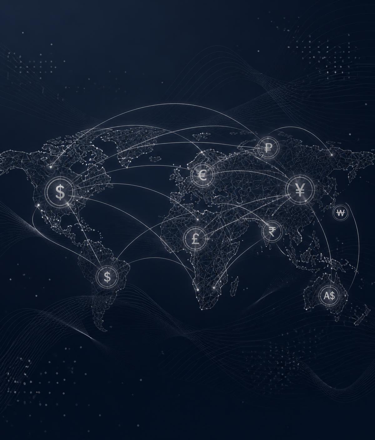 Malha de fluxos cambiais internacionais entre moedas globais